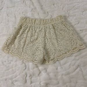 Cream Lace Shorts